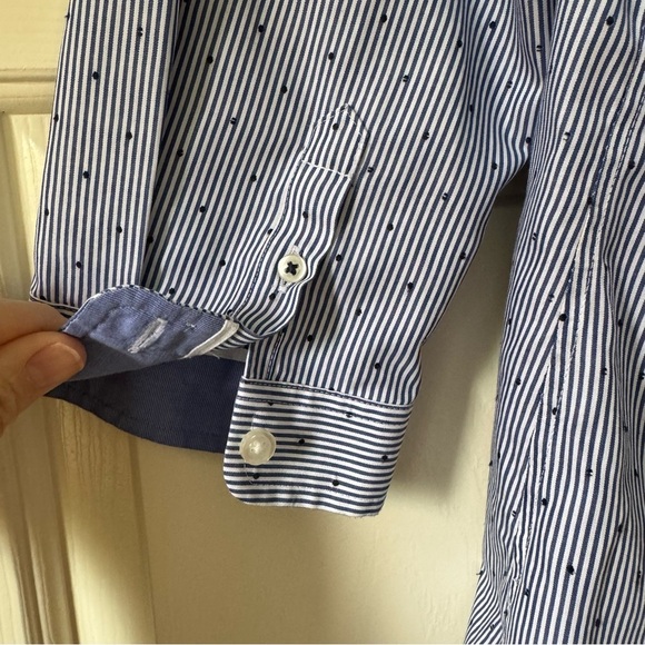 Lands End No Iron Supima Cotton 3/4 sleeve polka dot button up blouse size 8 - Picture 5 of 11